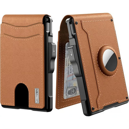 Slim RFID Wallet for Men - Pop-Up Card Holder with Money Clip & Dual ID Windows