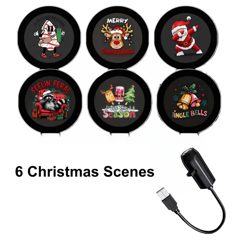 Plug-&-Play HDChristmas Projector - 6or 10 Festive Scenes