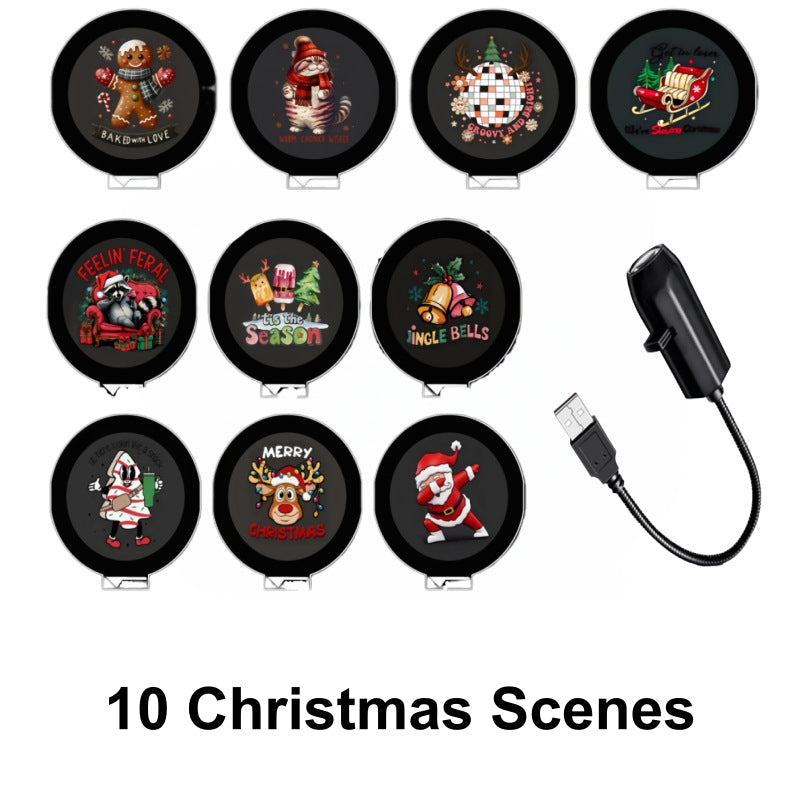 Plug-&-Play HDChristmas Projector - 6or 10 Festive Scenes