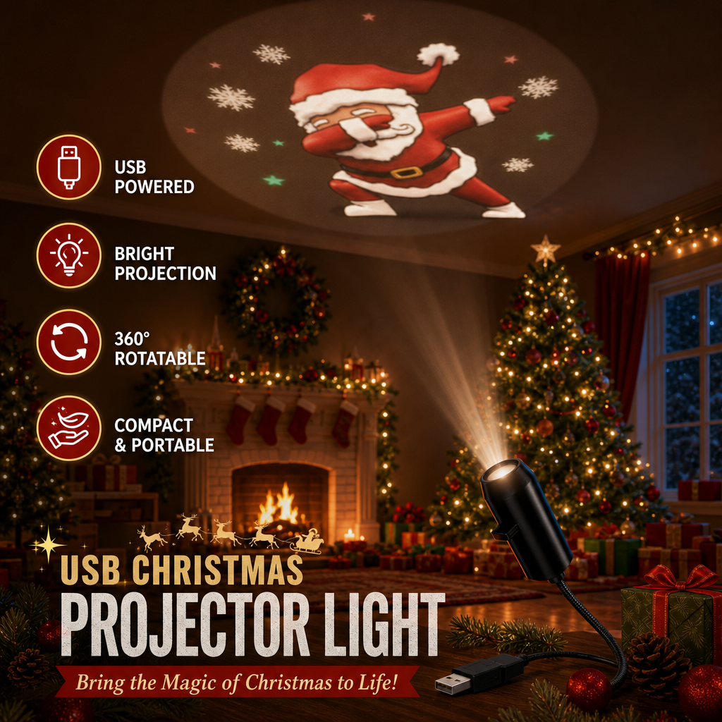 Plug-&-Play HDChristmas Projector - 6or 10 Festive Scenes