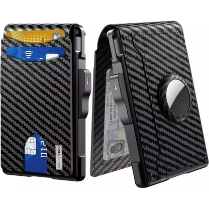 Slim RFID Wallet for Men - Pop-Up Card Holder with Money Clip & Dual ID Windows