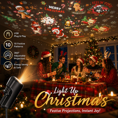 Plug-&-Play HDChristmas Projector - 6or 10 Festive Scenes